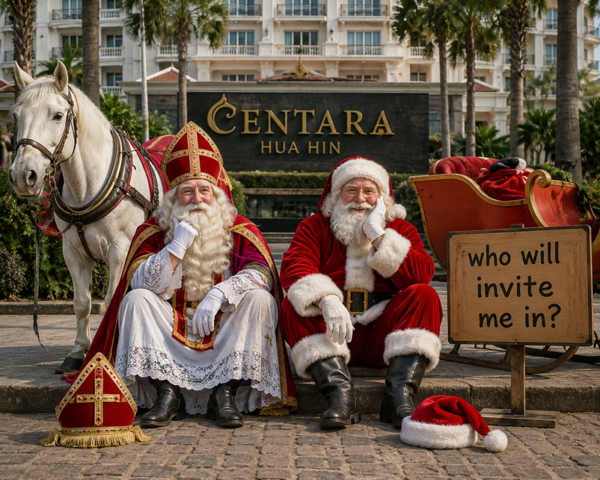 Generated image: Santa and Sinterklaas at the hotel